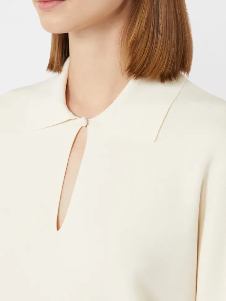 Viscose crêpe yarn jumper - IVORY