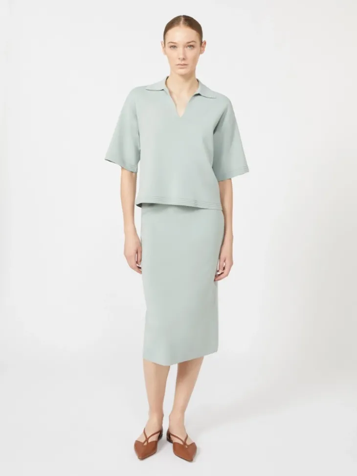 Viscose crêpe yarn jumper - SAGE GREEN