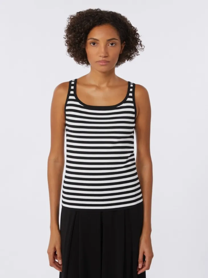 Viscose crêpe yarn sleeveless jumper - BLACK