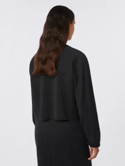 Viscose jersey boxy jacket - BLACK