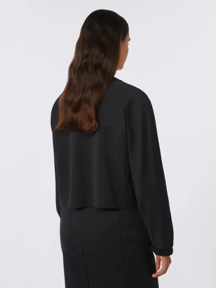 Viscose jersey boxy jacket - BLACK