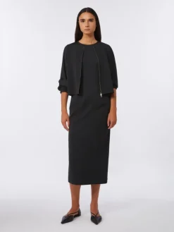 Viscose jersey boxy jacket - BLACK