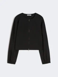 Viscose jersey boxy jacket - BLACK