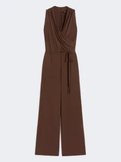 Viscose jersey jumpsuit - CHOCOLATE