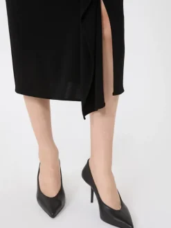 Viscose jersey midi dress - BLACK
