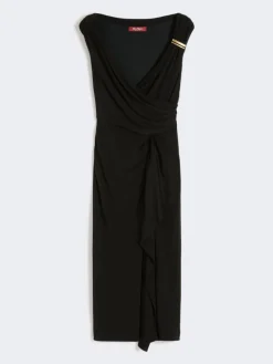 Viscose jersey midi dress - BLACK