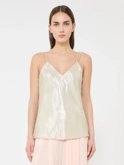 Viscose lamé top - LIGHT GOLD