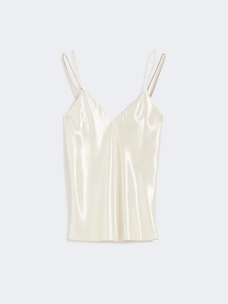Viscose lamé top - LIGHT GOLD