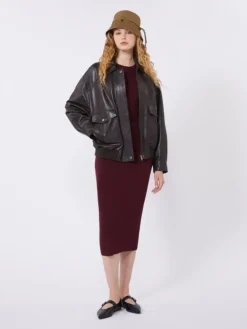 Viscose pencil skirt - BORDEAUX