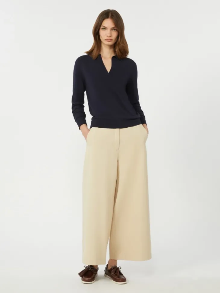 Viscose polo-neck sweater - NAVY