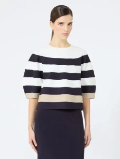 Viscose yarn cropped sweater - ULTRAMARINE