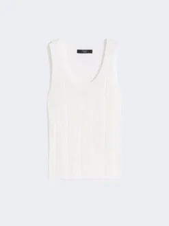 Viscose yarn sleeveless jumper - WHITE