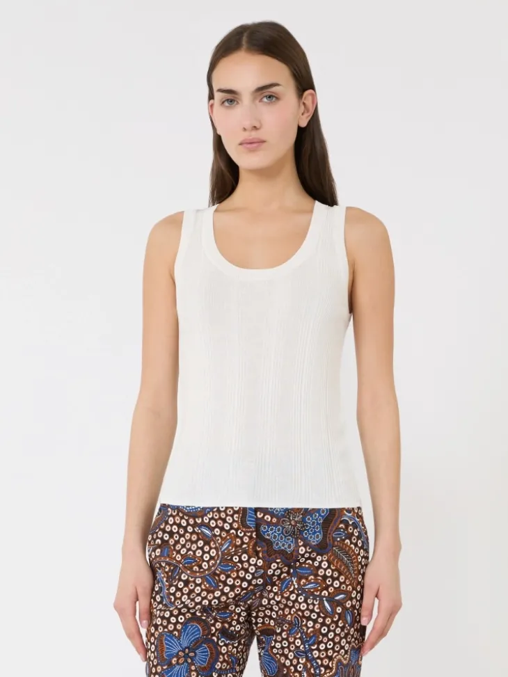 Viscose yarn sleeveless jumper - WHITE