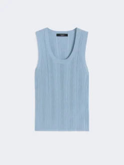 Viscose yarn sleeveless jumper - LIGHT BLUE
