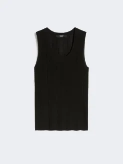 Viscose yarn sleeveless jumper - BLACK
