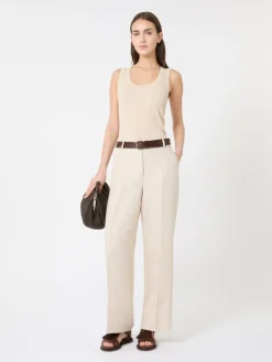 Viscose yarn sleeveless jumper - BEIGE