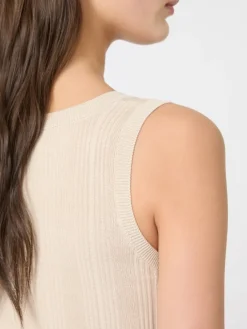 Viscose yarn sleeveless jumper - BEIGE