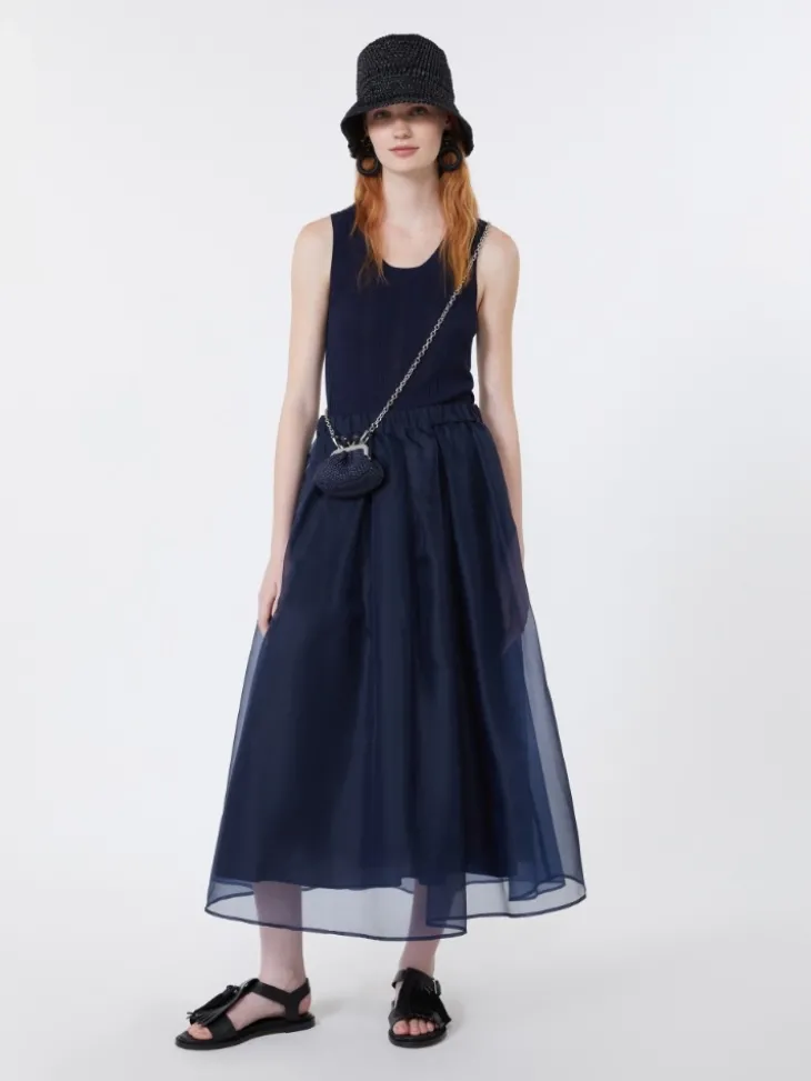 Viscose yarn sleeveless jumper - NAVY