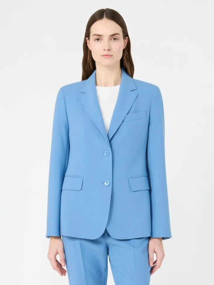 Viscose-blend canvas blazer - LIGHT BLUE