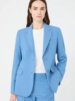 Viscose-blend canvas blazer - LIGHT BLUE