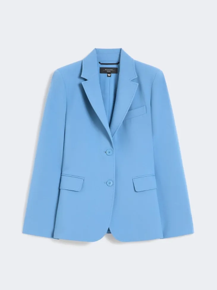Viscose-blend canvas blazer - LIGHT BLUE