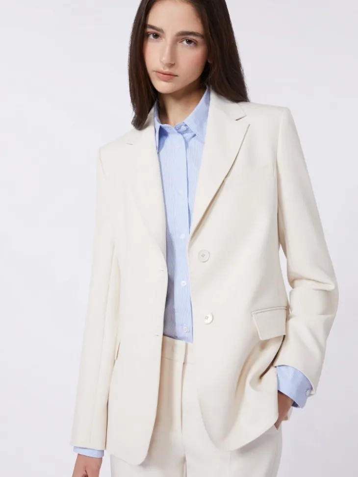 Viscose-blend canvas blazer - IVORY