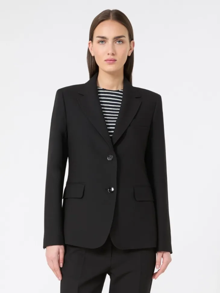 Viscose-blend canvas blazer - BLACK
