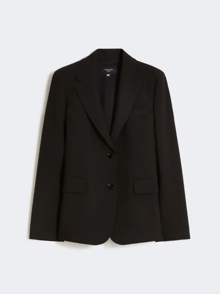 Viscose-blend canvas blazer - BLACK