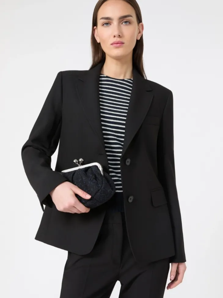 Viscose-blend canvas blazer - BLACK