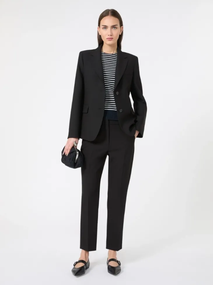 Viscose-blend canvas blazer - BLACK