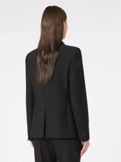 Viscose-blend canvas blazer - BLACK