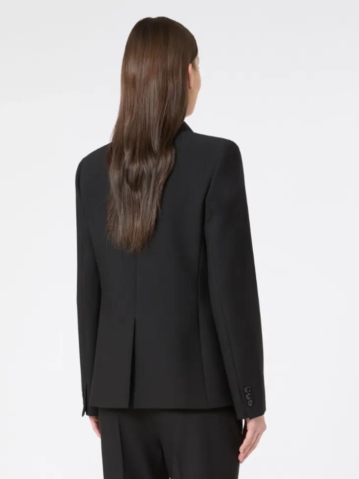 Viscose-blend canvas blazer - BLACK