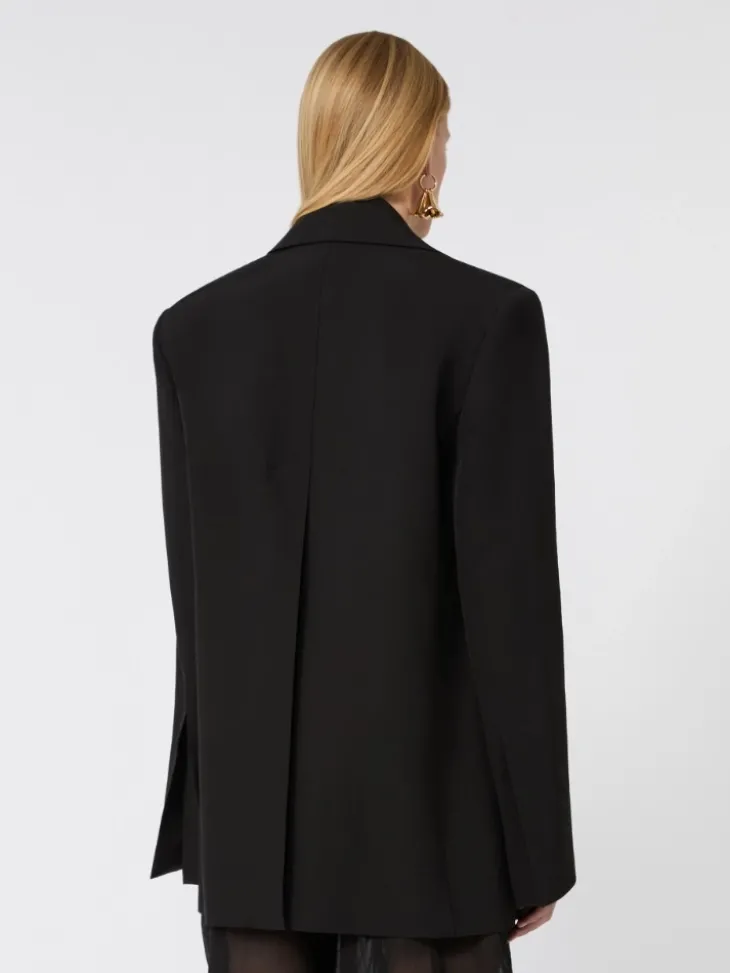 Viscose-blend double-collar blazer - BLACK