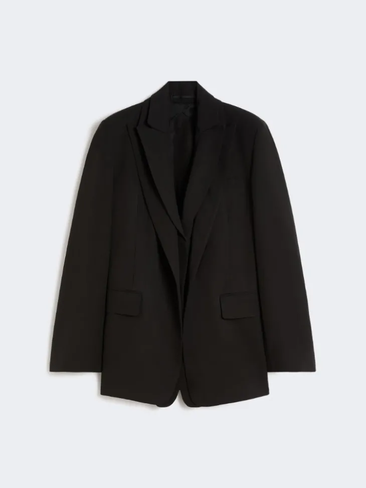 Viscose-blend double-collar blazer - BLACK
