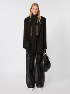 Viscose-blend double-collar blazer - BLACK