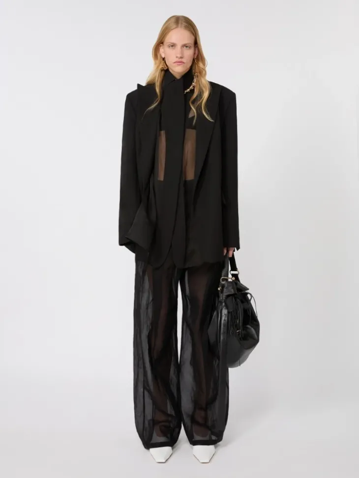 Viscose-blend double-collar blazer - BLACK