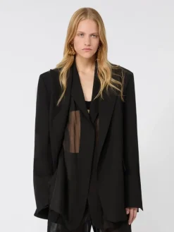 Viscose-blend double-collar blazer - BLACK