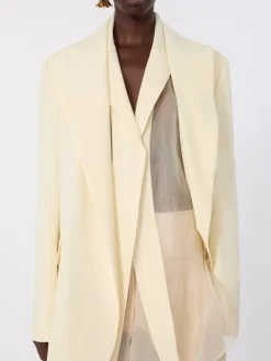 Viscose-blend double-collar blazer - LIGHT YELLOW