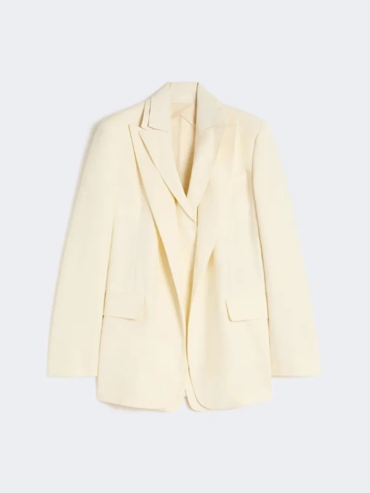Viscose-blend double-collar blazer - LIGHT YELLOW