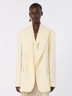 Viscose-blend double-collar blazer - LIGHT YELLOW