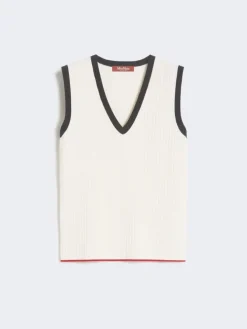 Viscose-blend yarn tank top - WHITE BLUE
