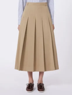 Washed gabardine skirt - HAZELNUT BROWN