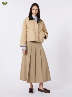 Washed gabardine skirt - HAZELNUT BROWN
