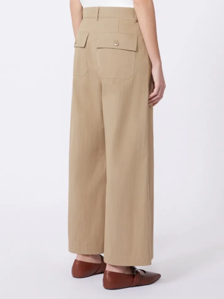Washed gabardine trousers - HAZELNUT BROWN