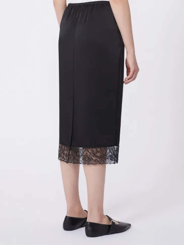 Washed satin skirt - BLACK