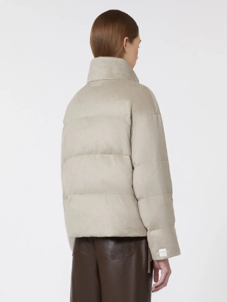 Water-repellent canvas and camel down jacket - SAND