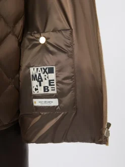 Water-repellent canvas belted down jacket - HAZELNUT BROWN