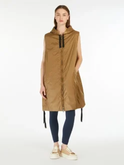 Water-repellent canvas gilet - CARAMEL