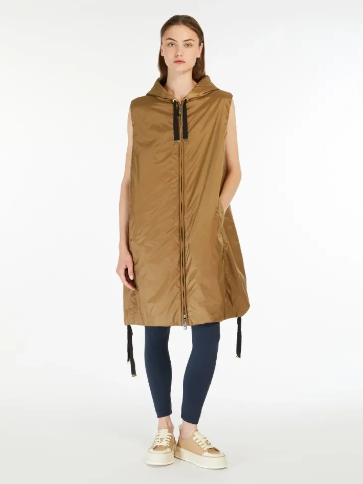 Water-repellent canvas gilet - CARAMEL
