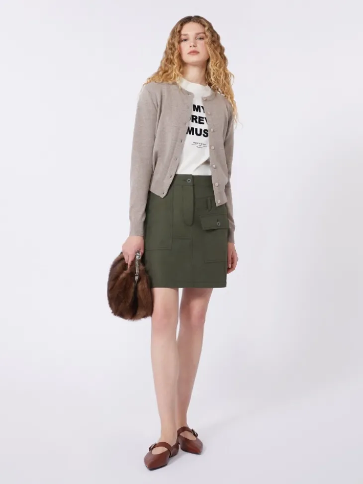 Water-repellent canvas mini skirt - KAKI